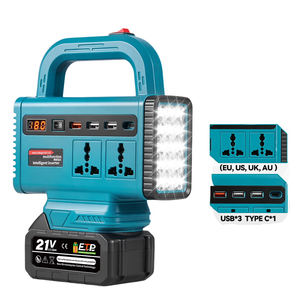 NewBeny 150W Portable Battery Inverter with LED Light & USB-C Charging